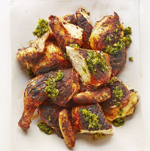 Guy's California Brick Chicken with Apricot Mint Chimichurri Recipe