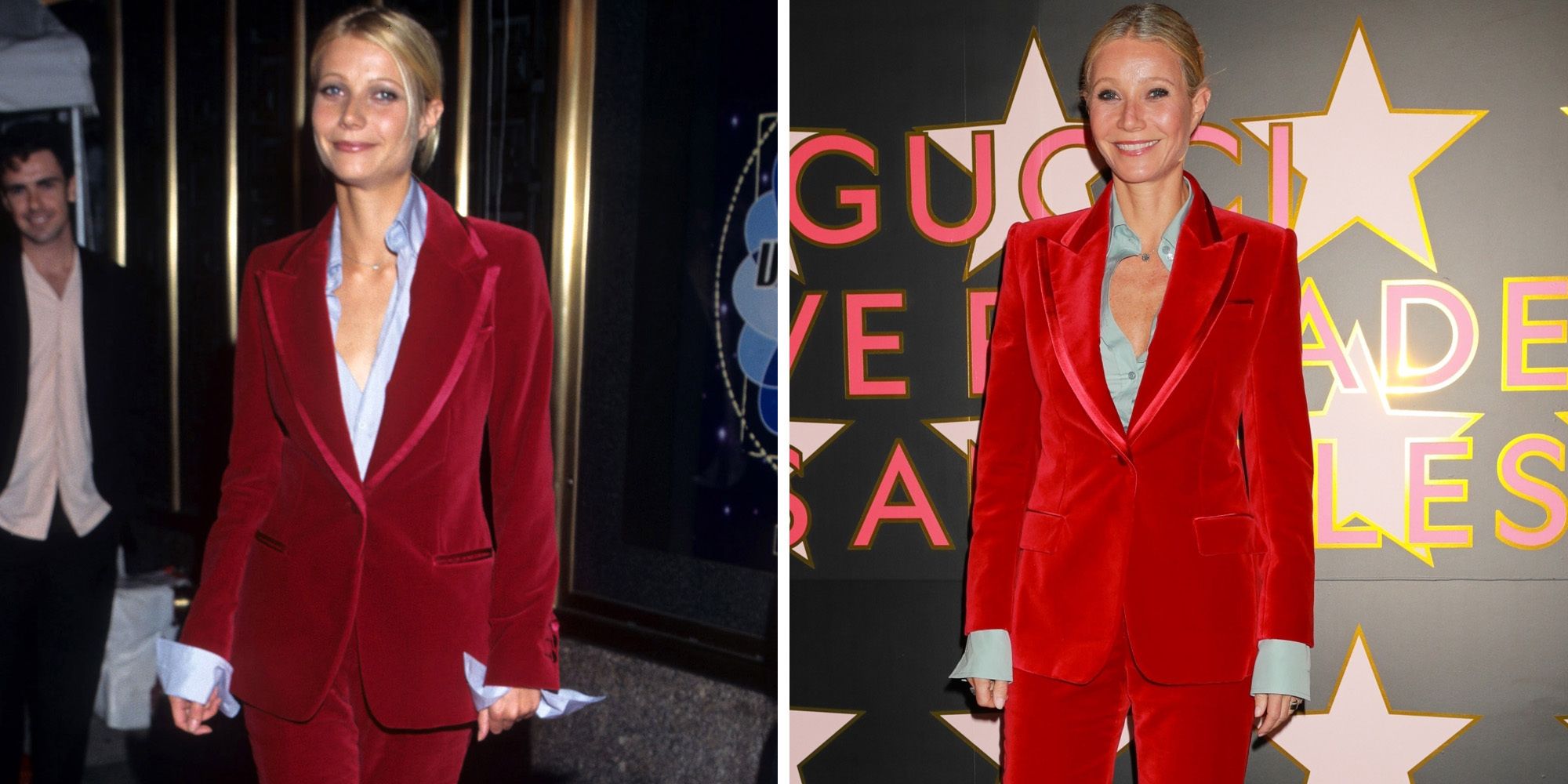 Lære Stor vrangforestilling Autonom Gwyneth Paltrow Re-wears Red Gucci Suit Decades After Making It Famous