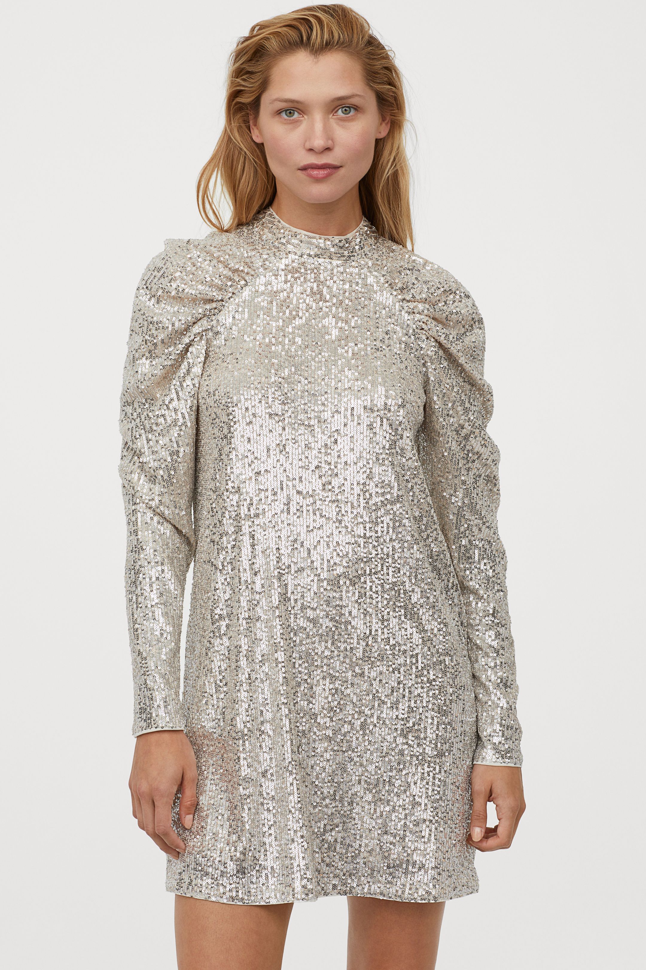 h and m silver dress
