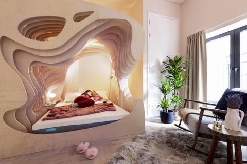 Habitación de hotel inspirada en el útero materno