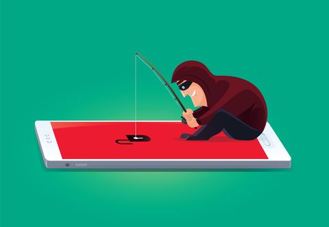 hacker fishing with unlocked smartphone