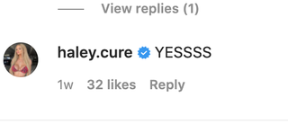 haley cureton comment