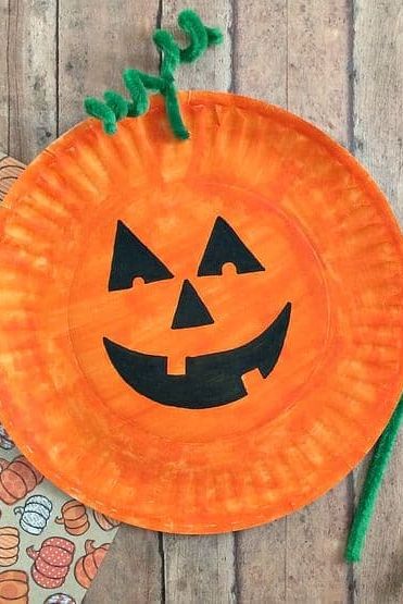 halloween crafts jack o lantern paper plate craft
