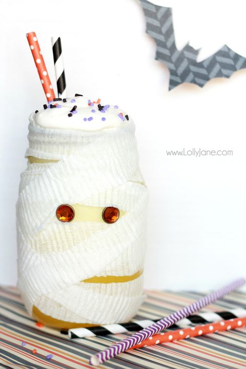 halloween mason jars mummy soda float