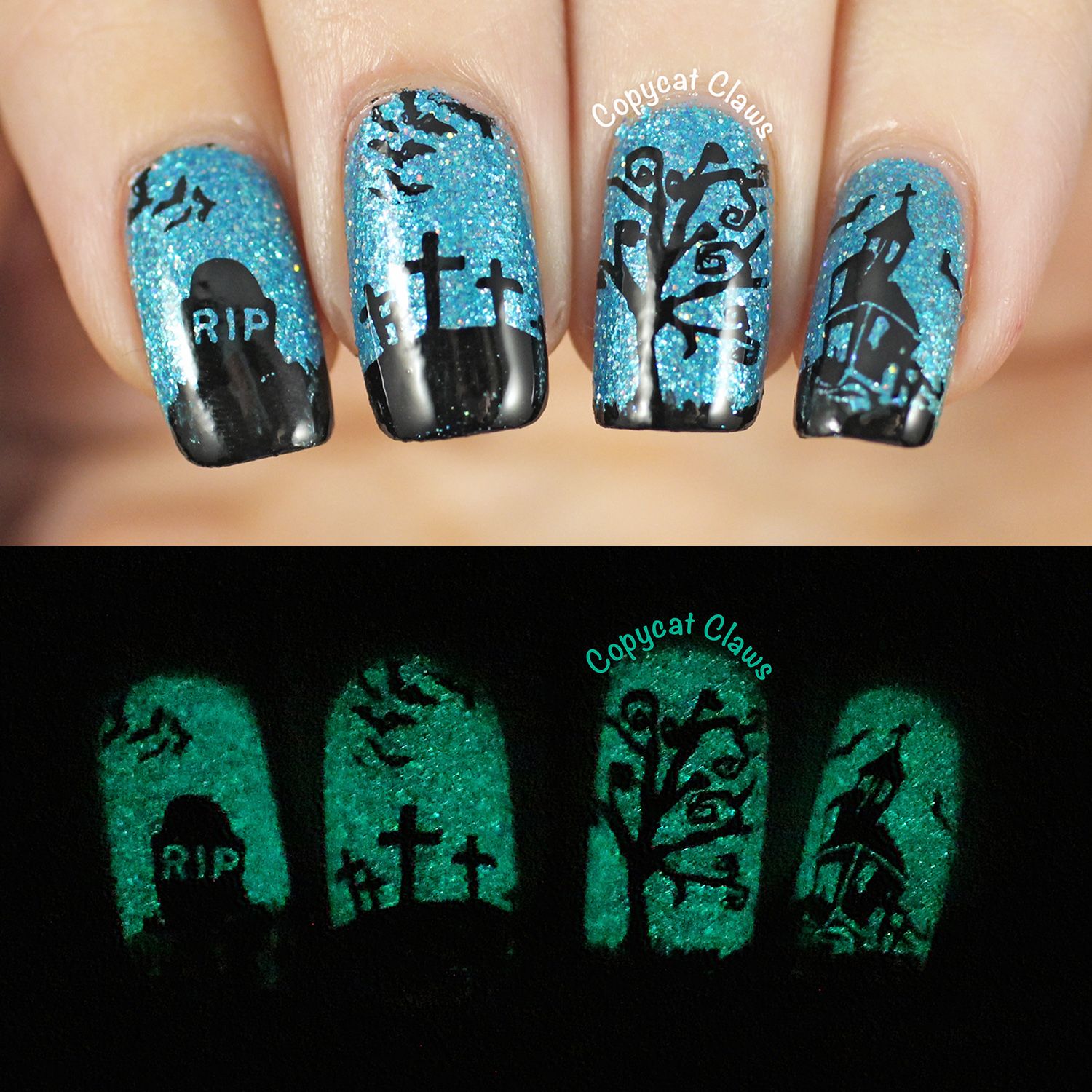 glow in the dark halloween nails