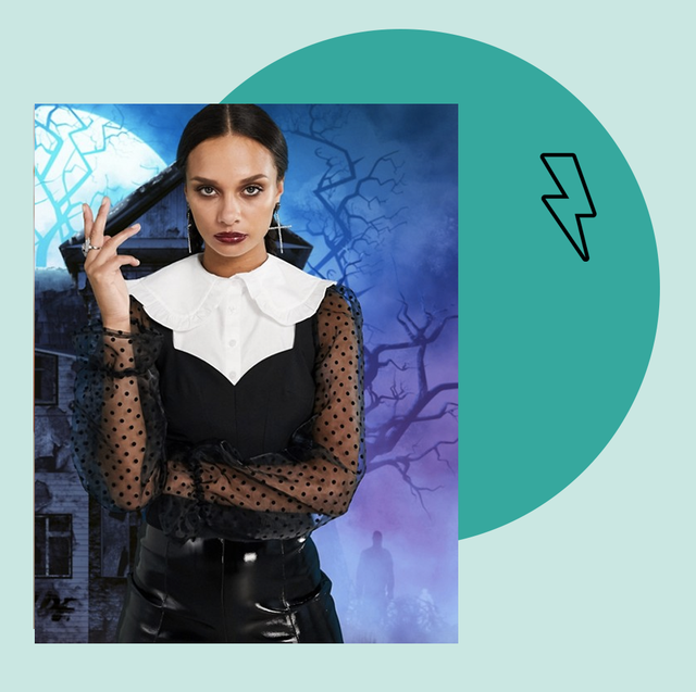 halloween outfits to shop for halloween 2020, including wednesday addams from the addams family, available to shop at asos
