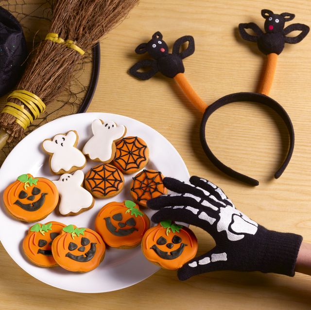 Halloween party with witches costume and cookies