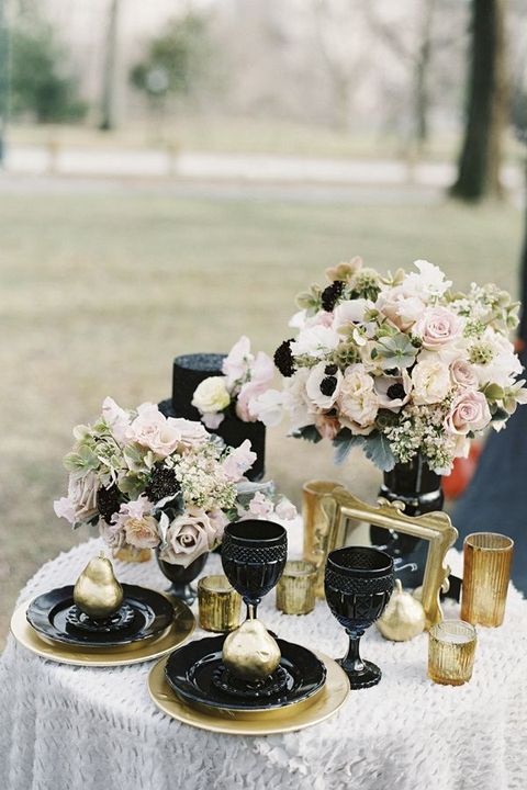 Best Table Decor And, Black White And Gold Table Decor