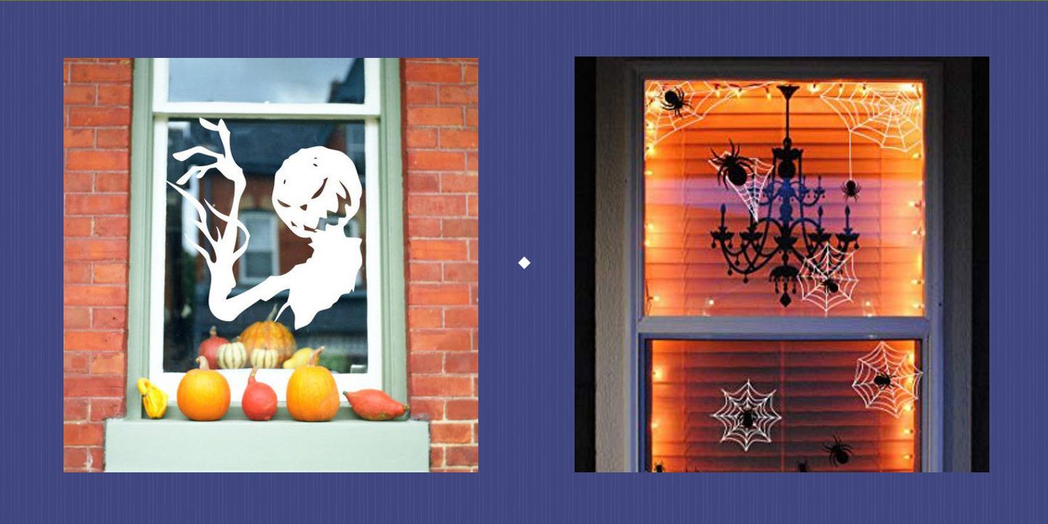 6 Pumpkins and Leaves Halloween Window Clings NEW 