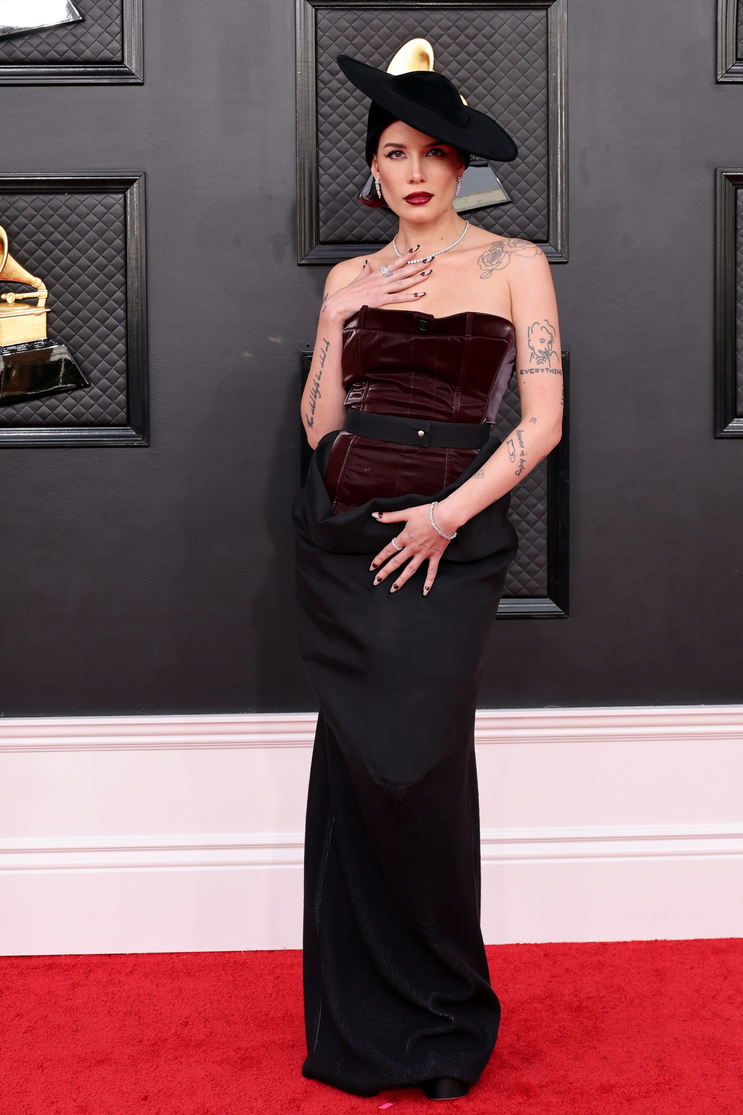 Halsey Attends 2022 Grammy Awards Days After Surgery