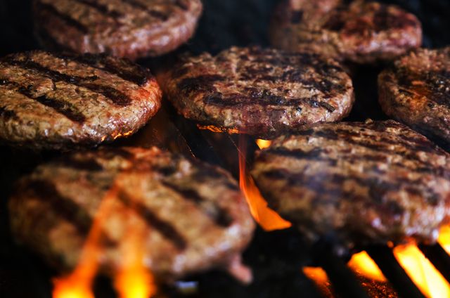 hamburgers on barbeque grill