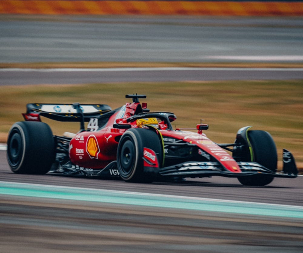 Watch Lewis Hamilton Take His First Laps in a Ferrari F1 Car