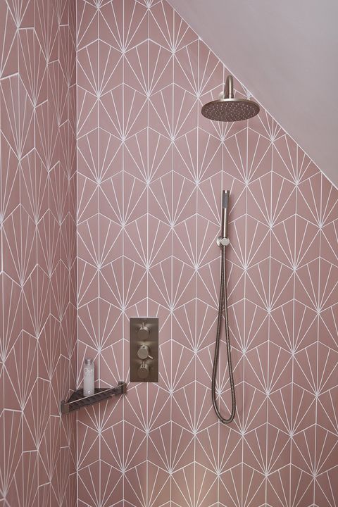 hampstead garden home renovation, pink bathroom tiles