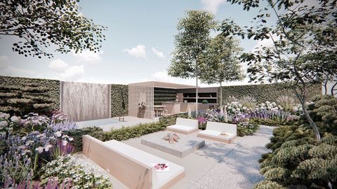 the viking friluftsliv garden, show garden, designed by will williams, sponsored by viking, rhs hampton court palace garden festival 2021