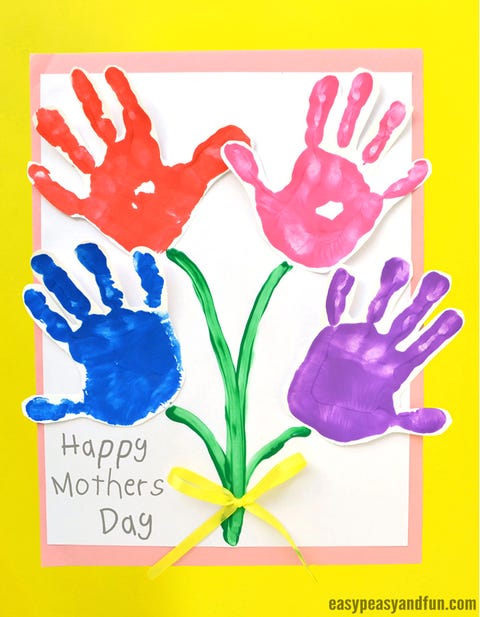 handprint bouquet diy mother's day card