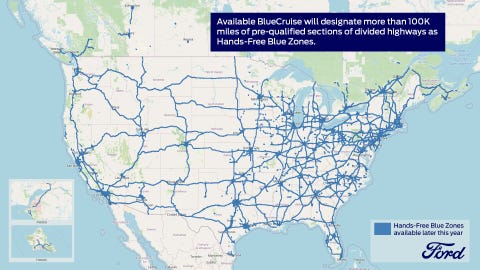 ブルークルーズには、この地図に示されている 130,000 マイル以上の利用可能な道路があります