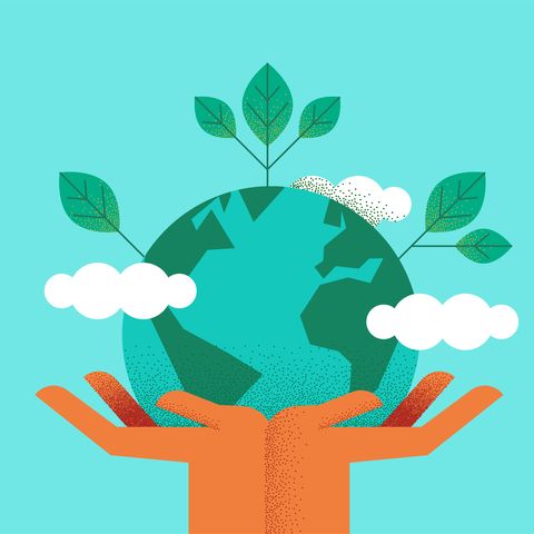 Hands holding planet earth for environment care