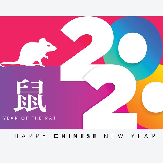 Happy Chinese new year 2020 year of the rat , paper cut rat character, asian elements