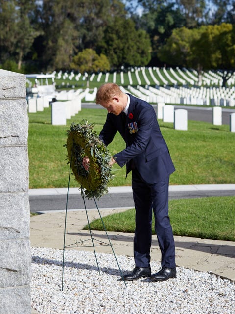 meghan markle and prince harry during remembrance sunday in los angeles, paying respects at a cemetery