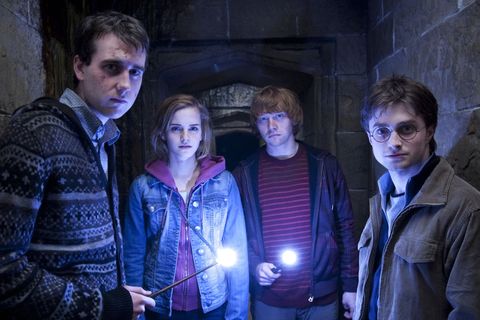 matthew lewis, emma watson, rupert grint and daniel radcliffe in harry potter and the deathly hallows part 2