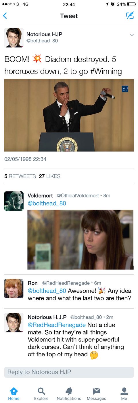 If the Harry Potter characters had social media