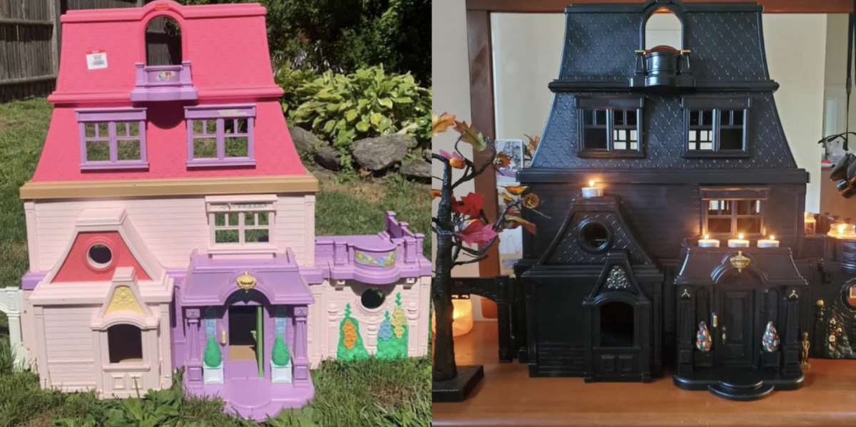 This Woman Turns Plastic Dollhouses Into Chic Halloween Decor