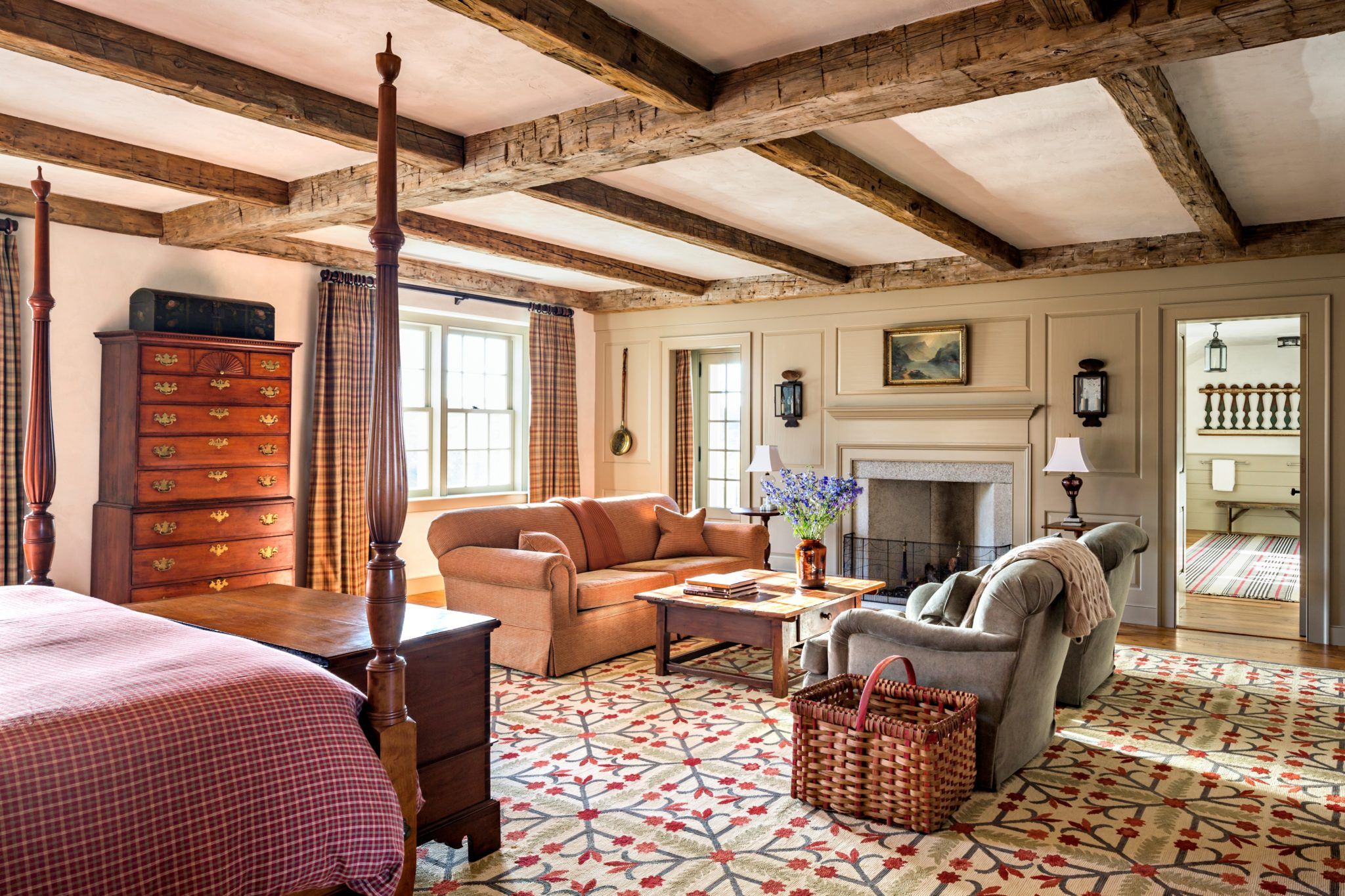 modern cabin master bedroom