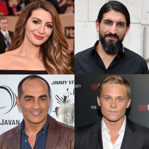 Clockwise from top left: Nasim Pedrad (Dalia), Numan Acar (Hakim), Billy Magnussen (Prince Anders), Navid Negahban (the Sultan).