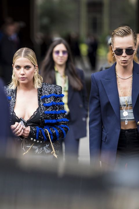 Cara Delevingne and Ashley Benson Attend Paris Fashion 