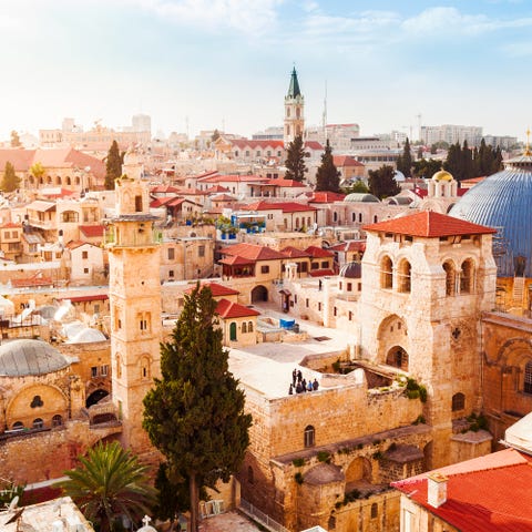 Old City Jerusalem from above. Church of the Holy Sepulchre.