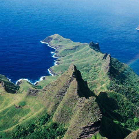 Marquesas, Nuku Hiva, Aakapa, elevated view Marquesas, Nuku Hiva, Aakapa, elevated view