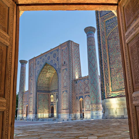 Registan Square, in Samarkand, Uzbekistan.