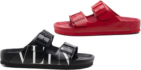 Footwear, Red, Shoe, Mary jane, Sandal, Buckle, Slide sandal, 