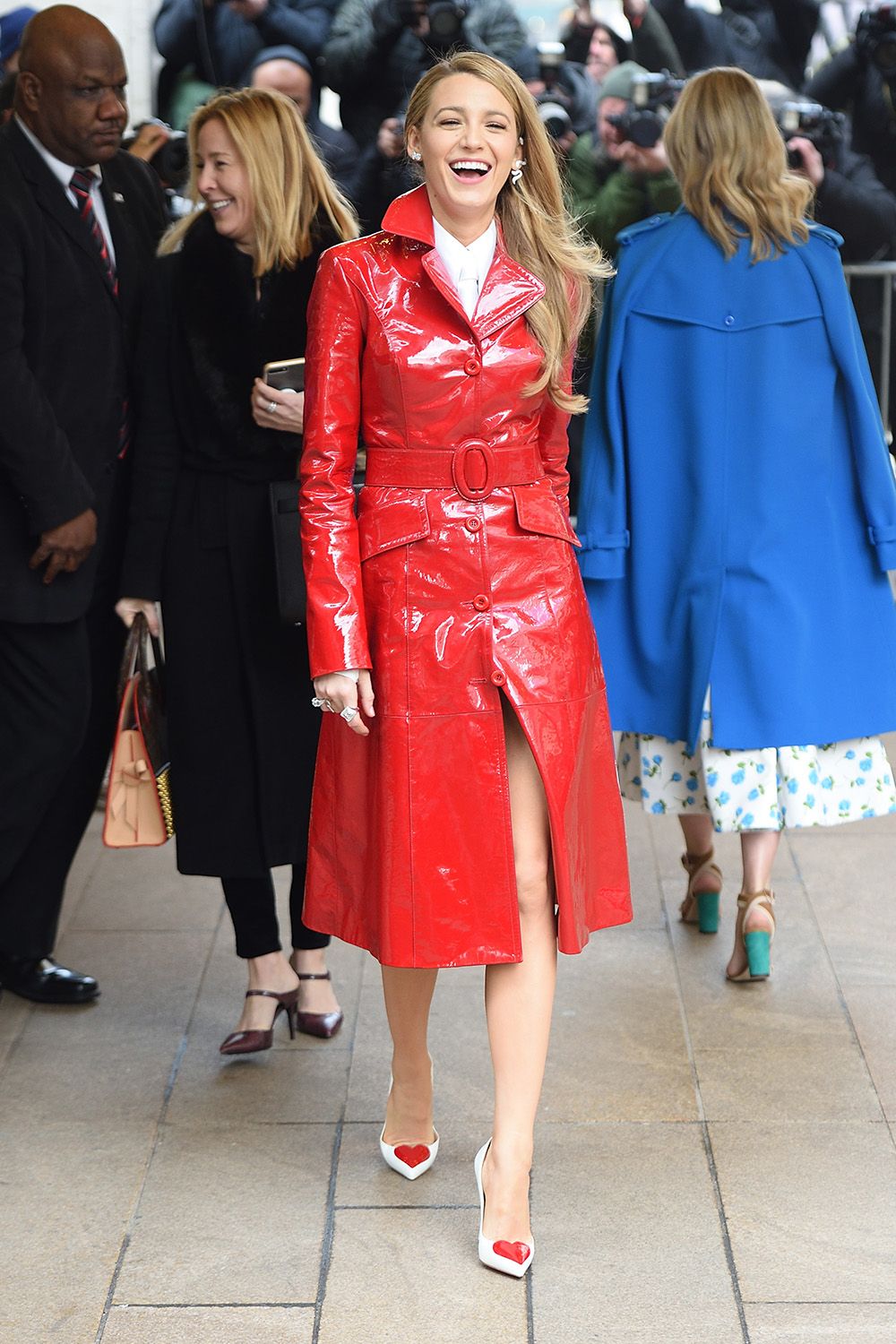 michael kors red leather trench coat