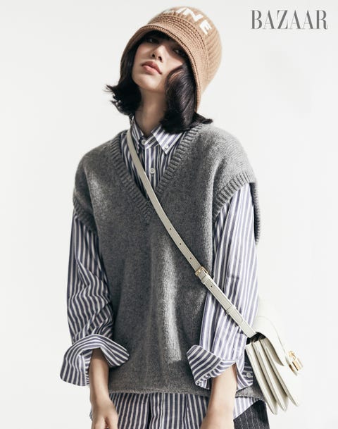 Lisa from Blackpink starts her solo career lisa from blackpink wears a celine sweater and shirt for harpers bazaar