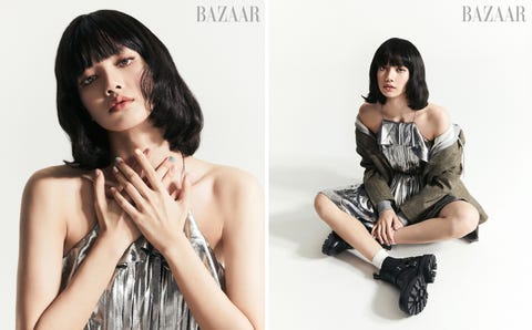 Lisa from Blackpink starts her solo career lisa from blackpink wears a metallic celine dress