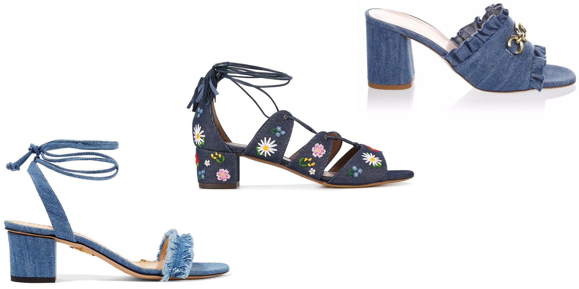 blue denim sandals women's shoes