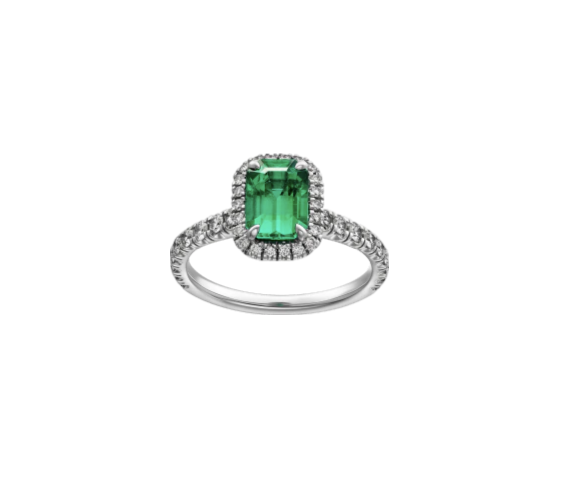 cartier diamond and emerald ring