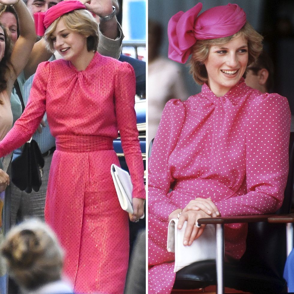 Princess Diana Wears Pink In The Crown Season 4 Photo