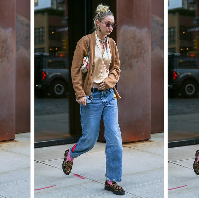 Reformation Winter Sale 2022 gigi hadid wears reformation loafers to illustrate a post about a reformation winter sale for 2022