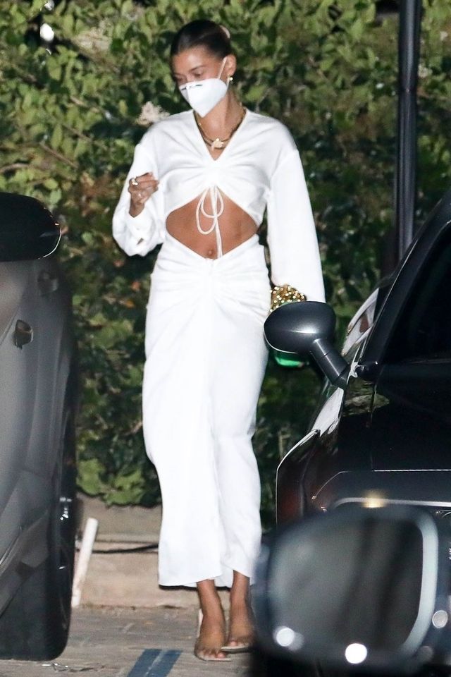 Bieber Nobu in a Killer White Cutout Dress