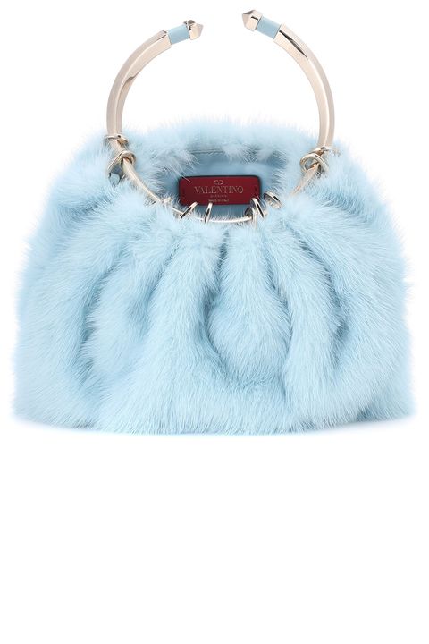 Fur, Handbag, White, Bag, Blue, Turquoise, Fashion accessory, Shoulder bag, Natural material, 