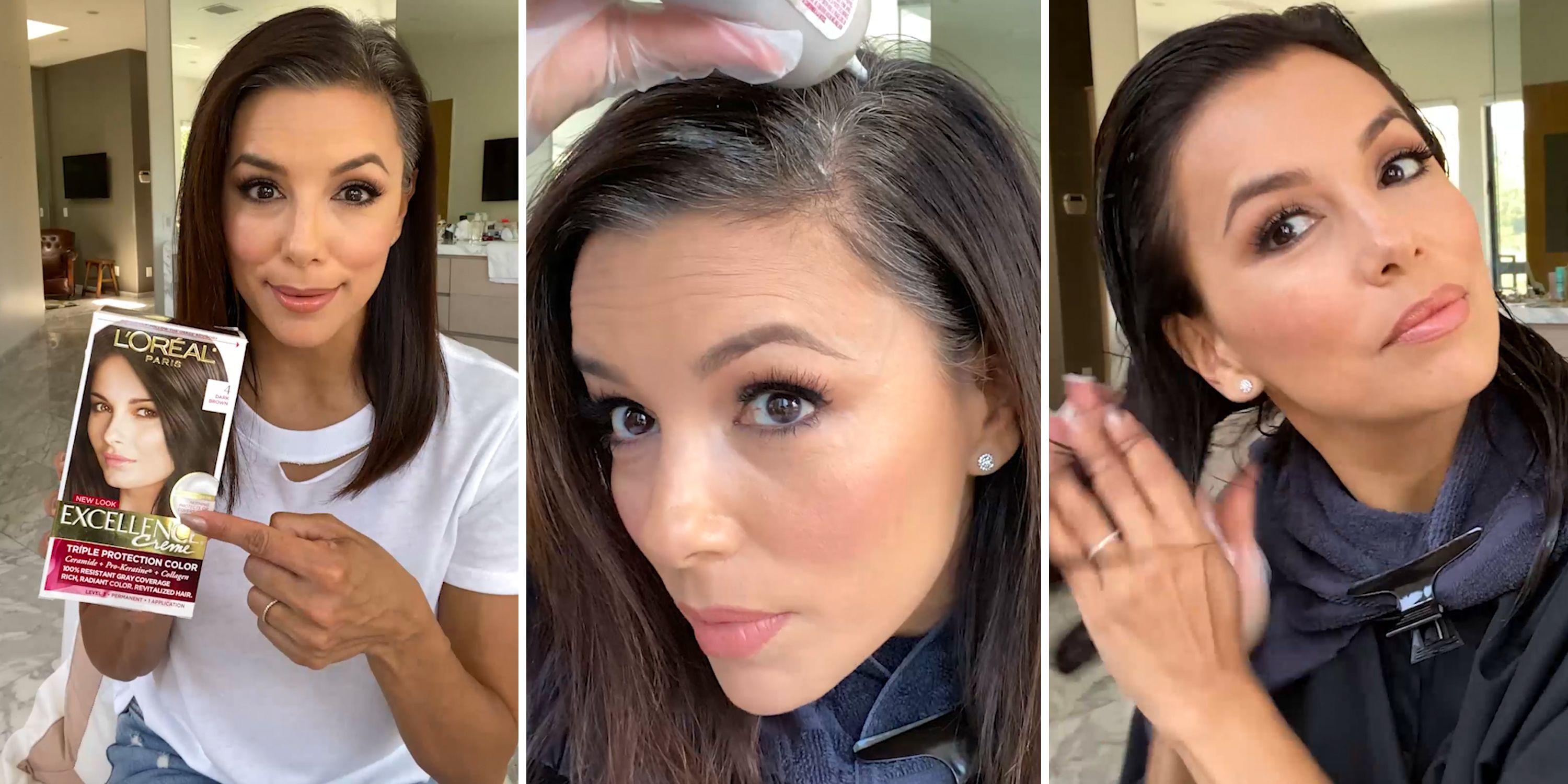 Eva Longoria Just Dyed Her Own Hair Using 9 Drugstore Box Color L Oreal Paris Excellence Creme Hair Color Review