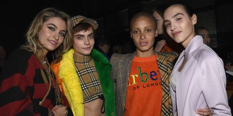 the Burberry show in London was rainbow themed and had a star-studded front row