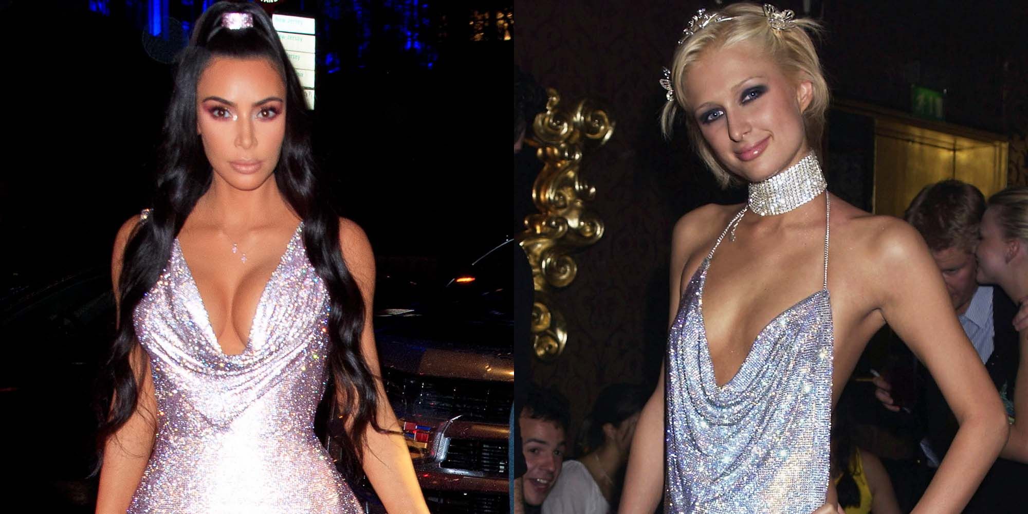 Kim Kardashian S Versace Dress Looks Like Paris Hilton S 21st Birthday Look