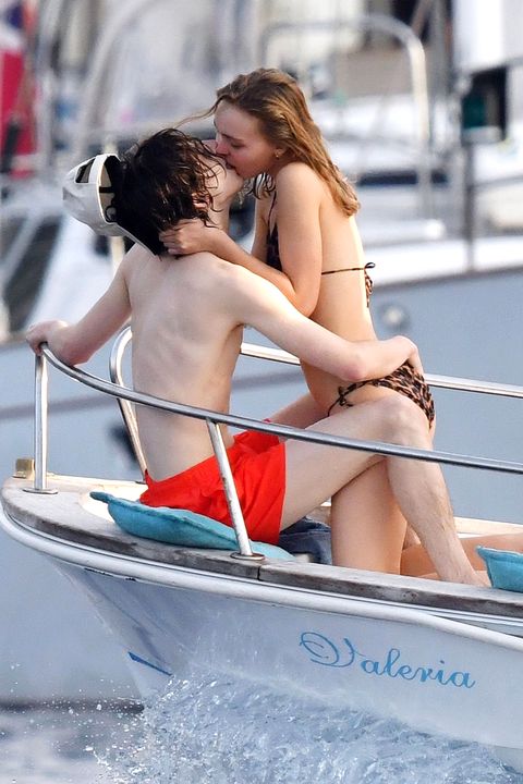 *PREMIUM-EXCLUSIVE*  Lily-Rose Depp enjoys a loved up display with boyfriend Timothee Chalamet on holiday in Capri