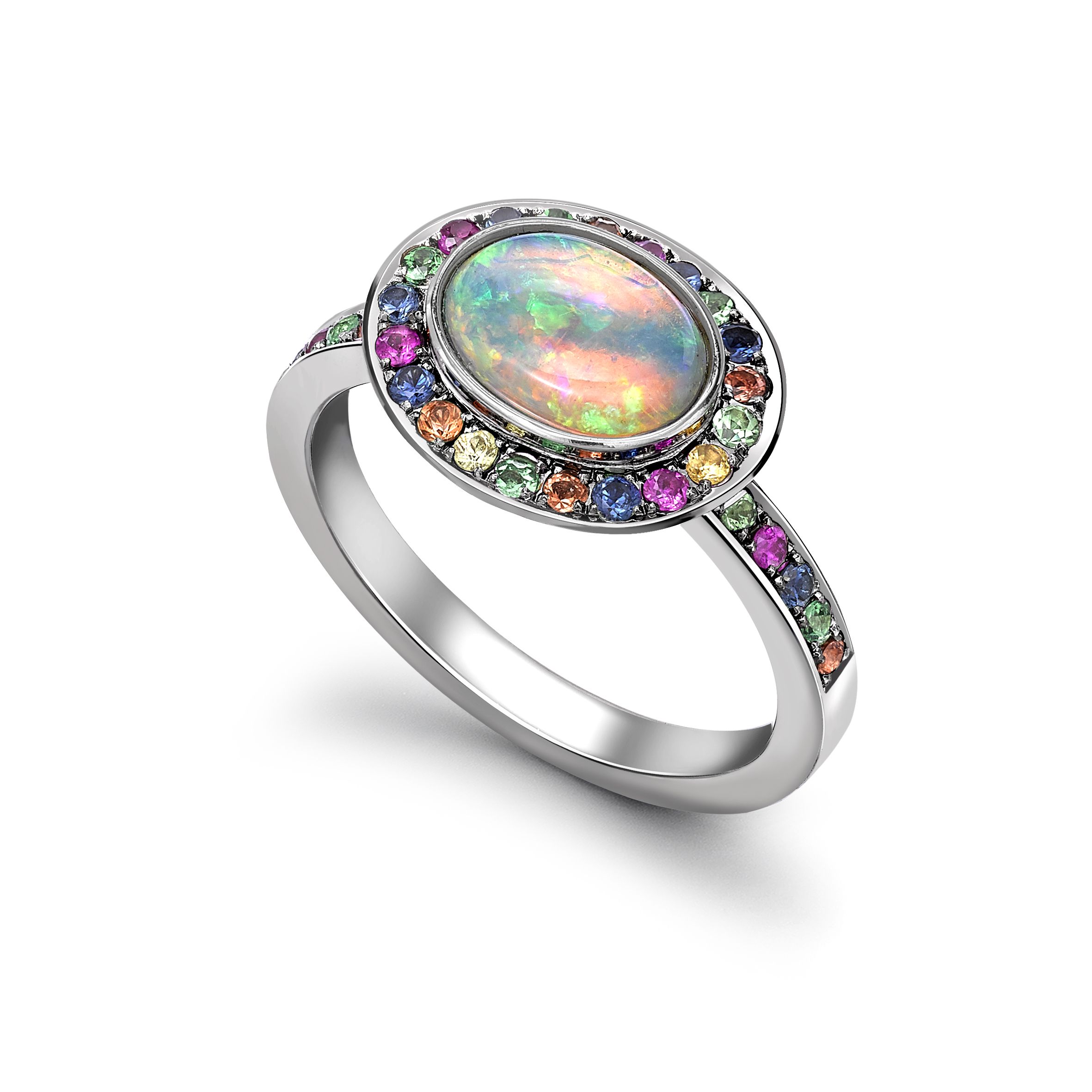 Behkiuoda Women Rings Jewelry Opals Engagement Ring with Diamond Wedding Rings 