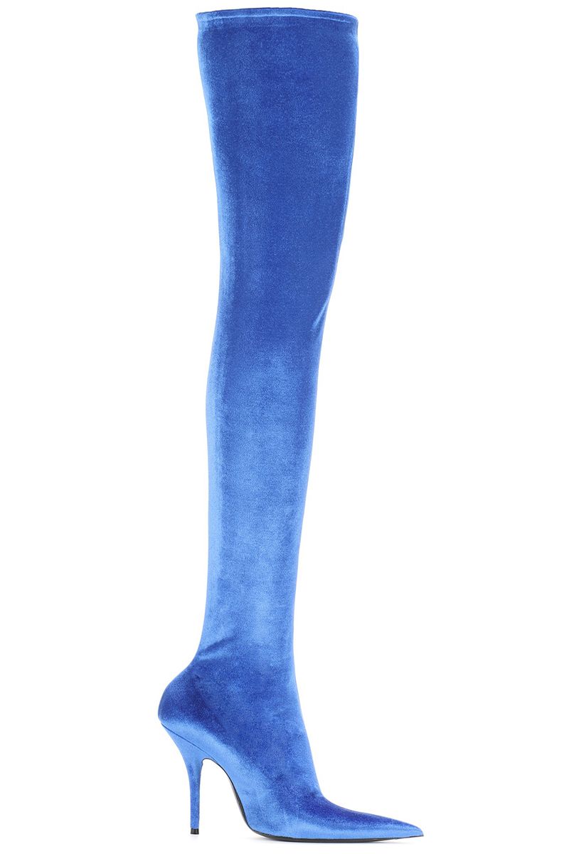 electric blue thigh high boots