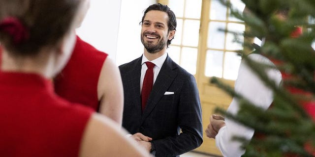 Prince Carl Philip Of Sweden And Prince Alexander Welcome Christmas Trees To The Palace