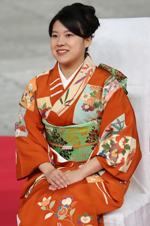 Kimono, Clothing, Costume, Hairstyle, Orange, Shimada, 